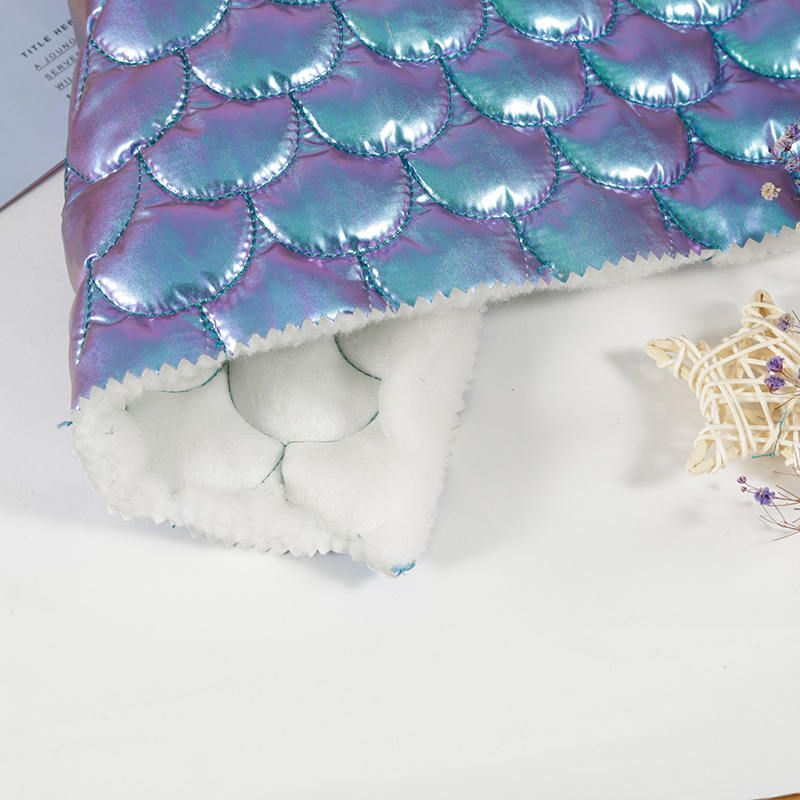 厂家绗绣绗棉面料绗缝绣花贝壳形鱼鳞羽绒服时装面料衍缝布料批发