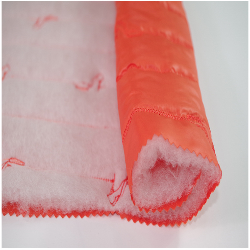 涤塔夫绗缝棉布料夹棉布棉服布绗棉横条绣花布设计师衍缝