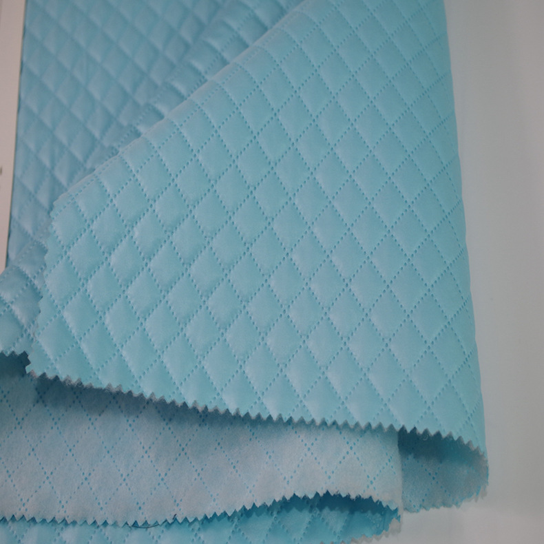 定制春亚纺桃皮绒超声波压棉面料高周波夹棉棉服沙发坐垫