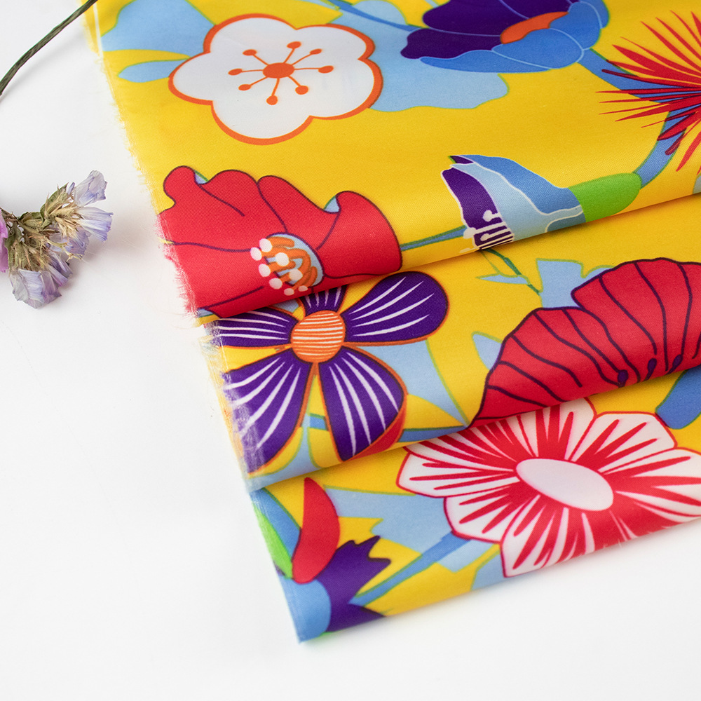 RPET印花面料 50D全涤平纹印花布 春夏季连衣裙时装面料