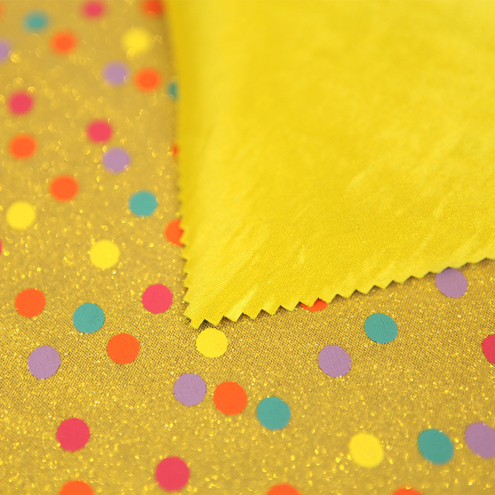 圆点印花网布 洒金烫金复合面料 秋冬时装箱包面料 厂家直供