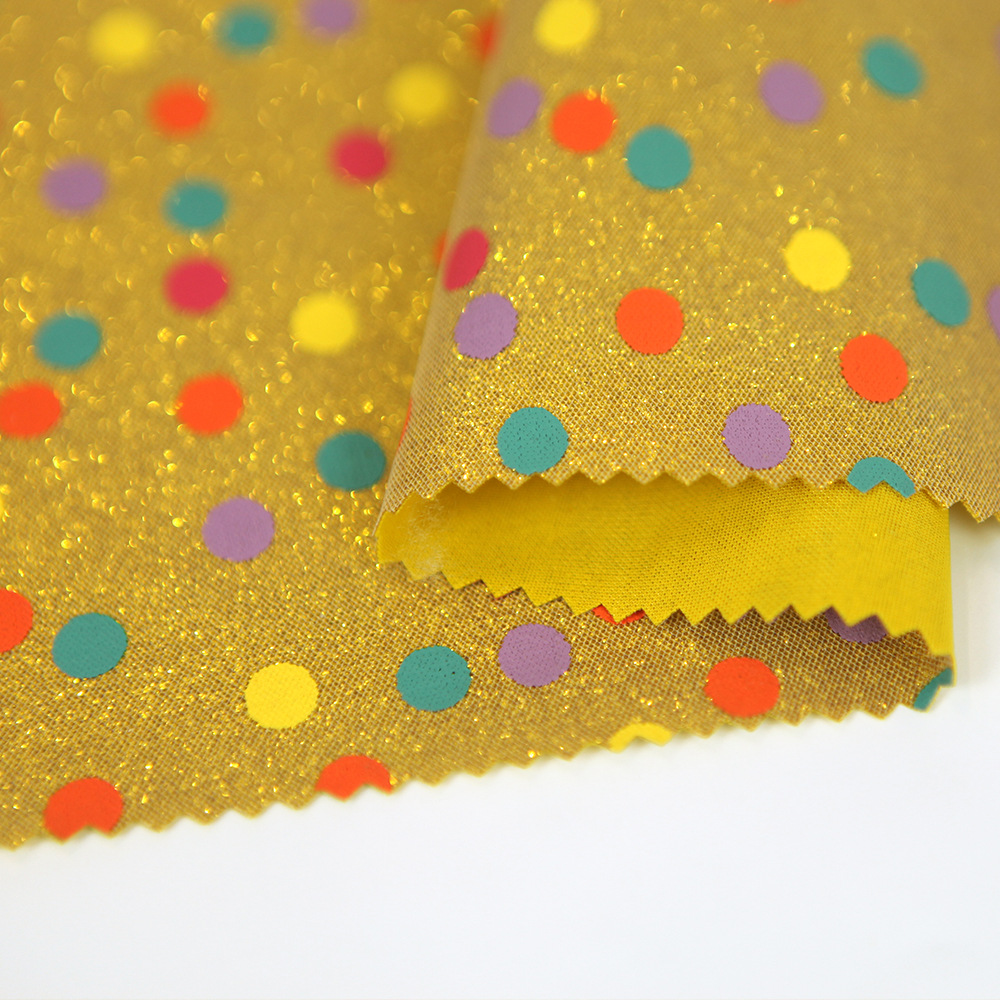 圆点印花网布 洒金烫金复合面料 秋冬时装箱包面料 厂家直供