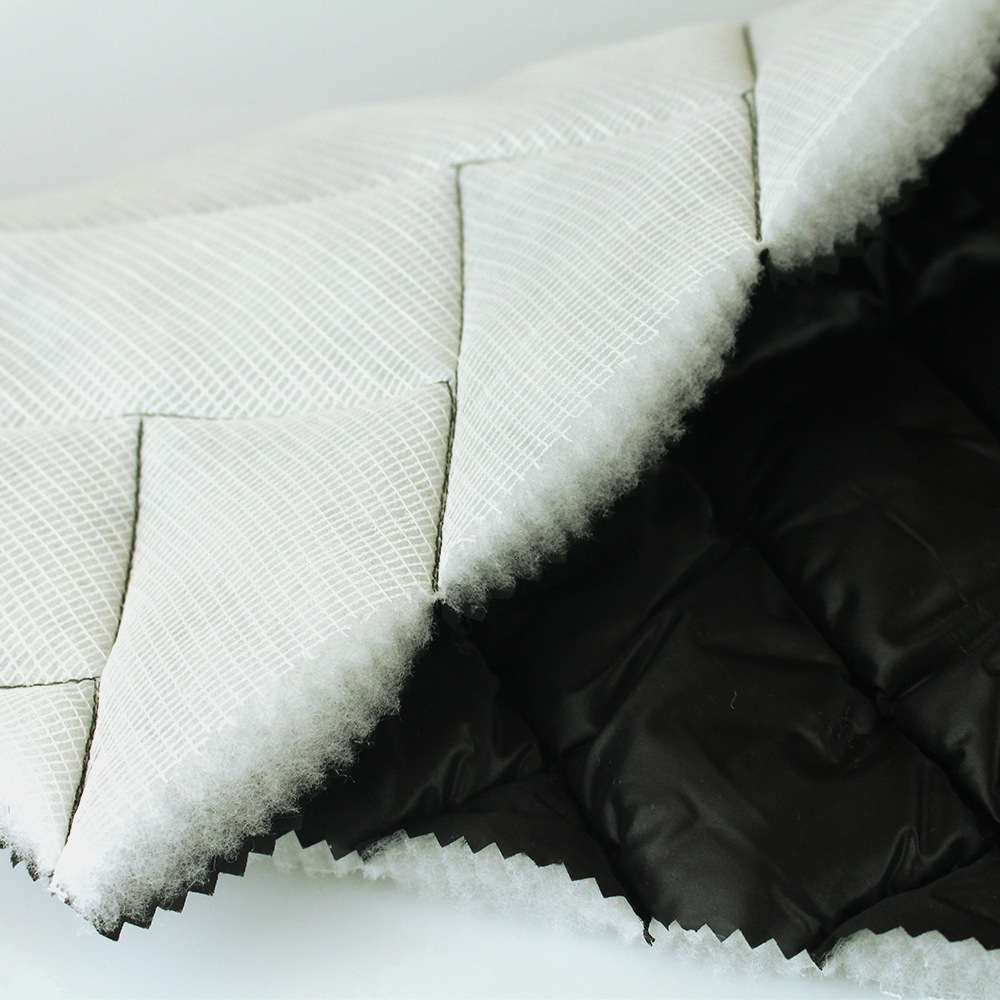 5*10长方形格子涤塔夫夹棉绗缝加工 网布起泡 柯桥裥棉绗绣工厂