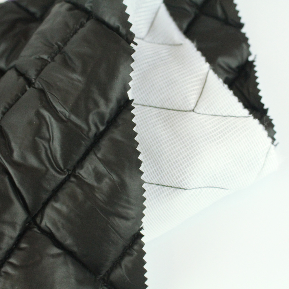 5*10长方形格子涤塔夫夹棉绗缝加工 网布起泡 柯桥裥棉绗绣工厂