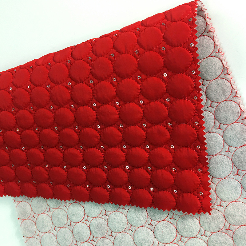 时尚亮片圆形夹棉绗绣绗缝布料 秋冬款休闲服棉衣棉服时装面料