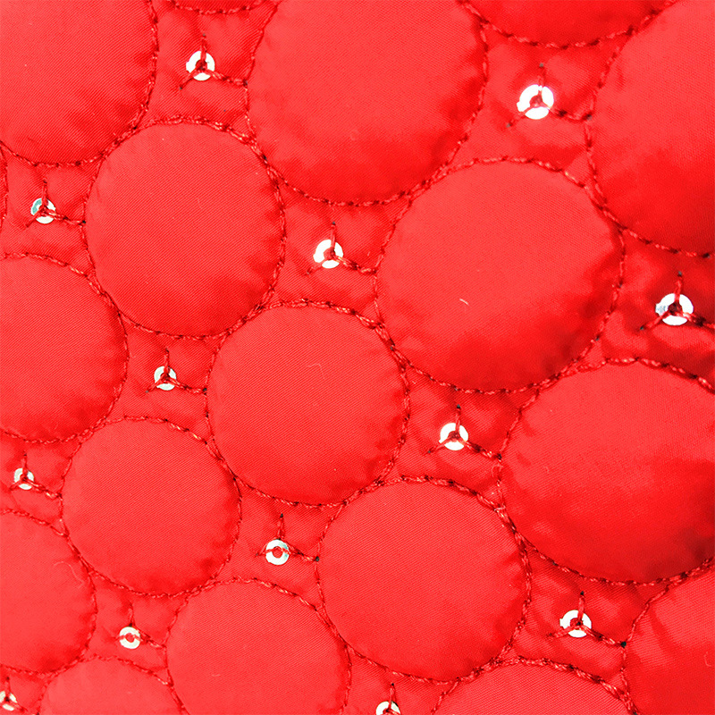 时尚亮片圆形夹棉绗绣绗缝布料 秋冬款休闲服棉衣棉服时装面料