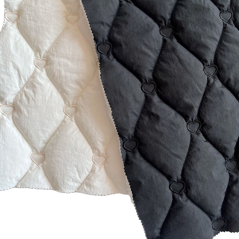 慕理绗棉定制爱心绗缝夹棉面料衍缝绣花布绗缝填充棉面料服装家纺