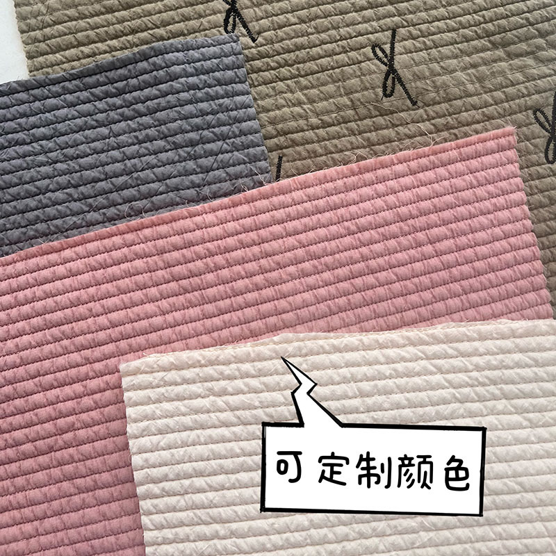 定制横条水洗棉纯棉绗缝夹棉包面料衍缝棉布料绗缝加工源头工厂