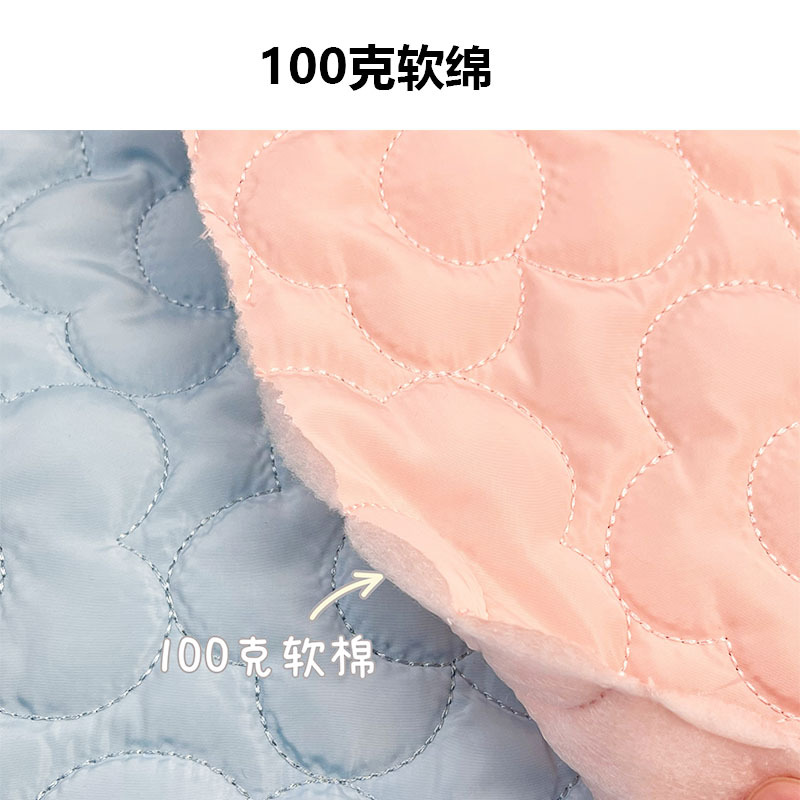 花朵三明治绗缝夹棉面料衍缝棉布喷胶棉三合一绗缝布料刺绣布箱包