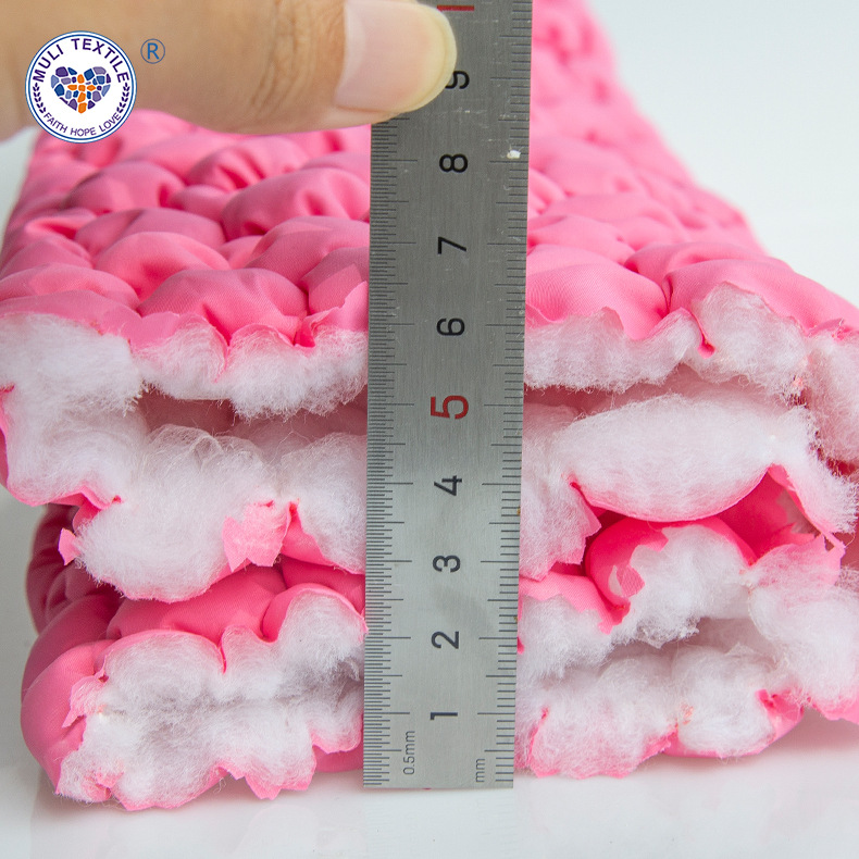 涤纶布弹力立体花朵夹棉绗绣面料加工云朵包绣花棉鞋面料鞋材