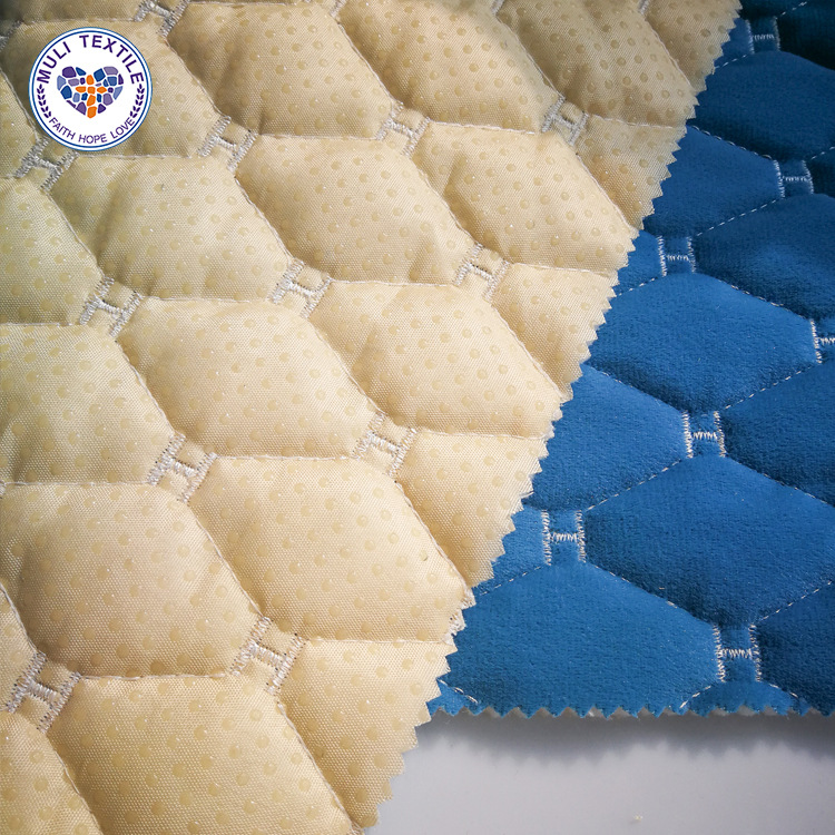 自有工厂 荷兰绒 绗缝夹棉 菱形H花型 重工面料 沙发垫布料批发