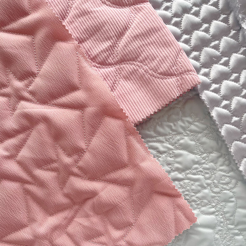 定制绗棉花型绗缝夹棉包面料衍缝绣花布刺绣服装包包diy设计布