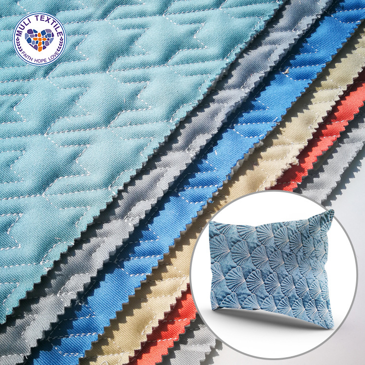 工厂直销 荷兰绒 千鸟格绗缝夹棉 防滑 烤火罩 沙发垫布料批发