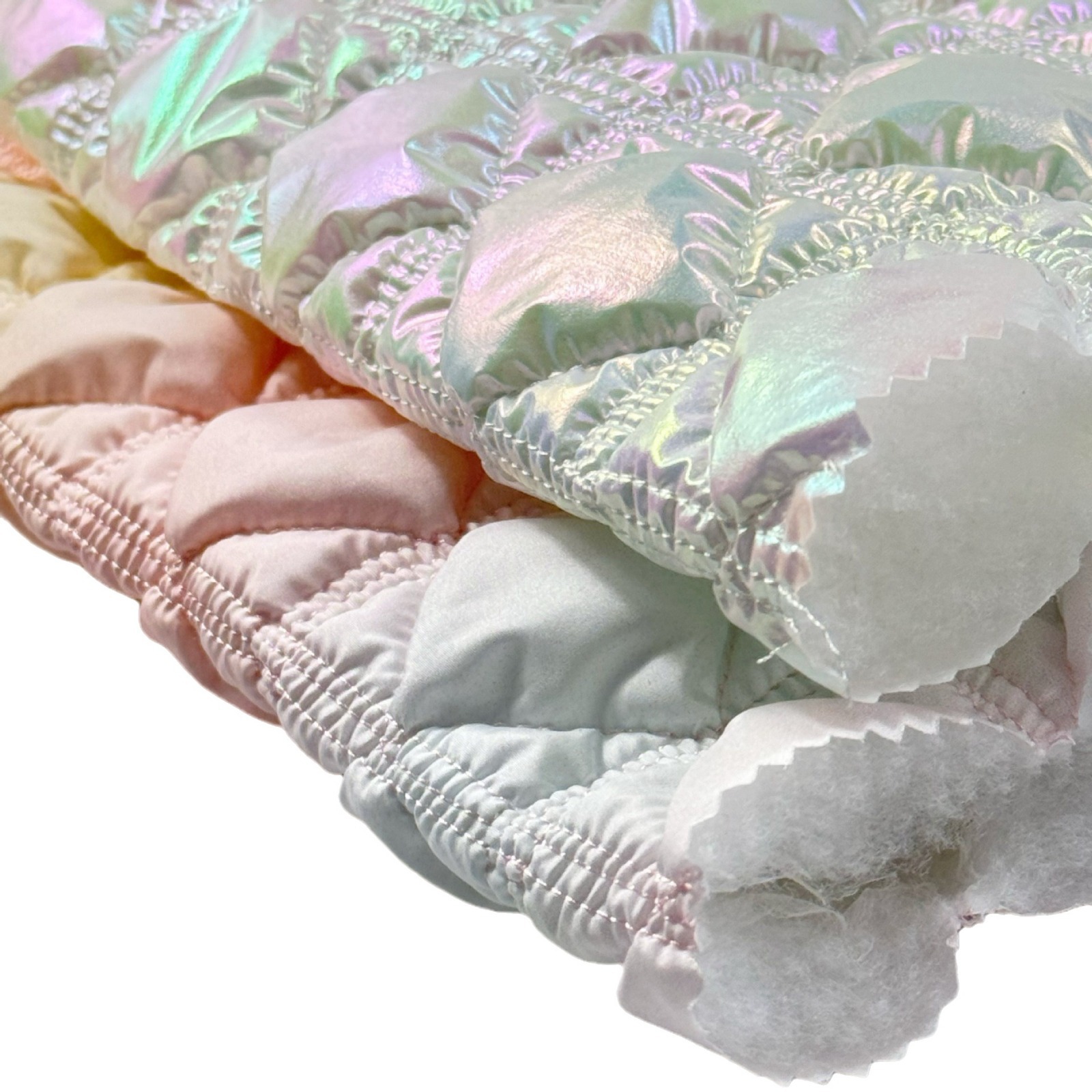 云朵包渐变绗棉布料藤格纹菱形格彩虹包绗缝绗绣布定制远红外升温