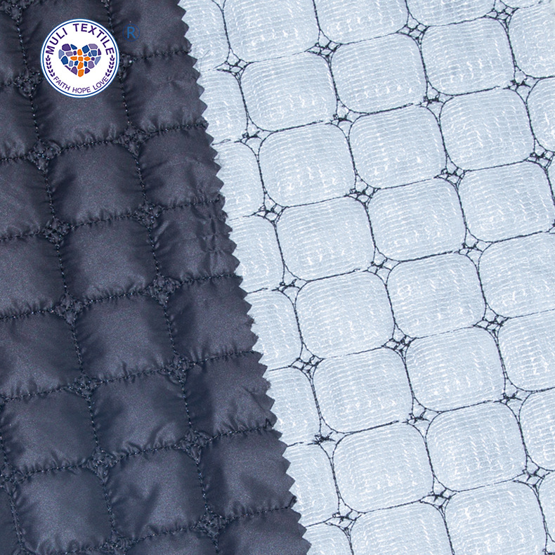 新款棉服羽绒服绗缝麻将格绗绣花面料 箱包垫子服装格子布