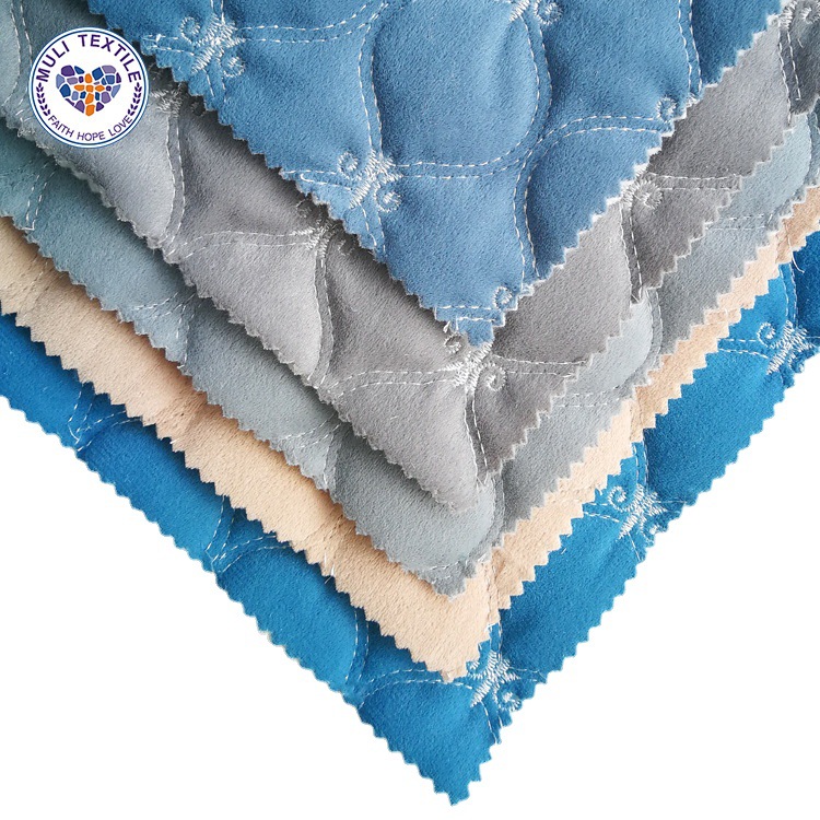 自有工厂荷兰绒绗缝绗棉葫芦花防滑汽车坐垫沙发套面料夹棉布