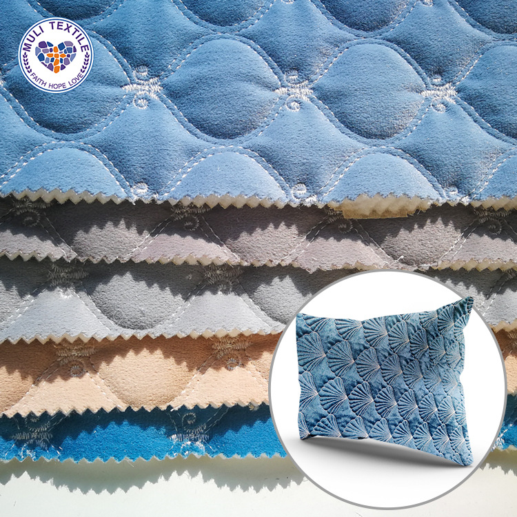 自有工厂荷兰绒绗缝绗棉葫芦花防滑汽车坐垫沙发套面料夹棉布