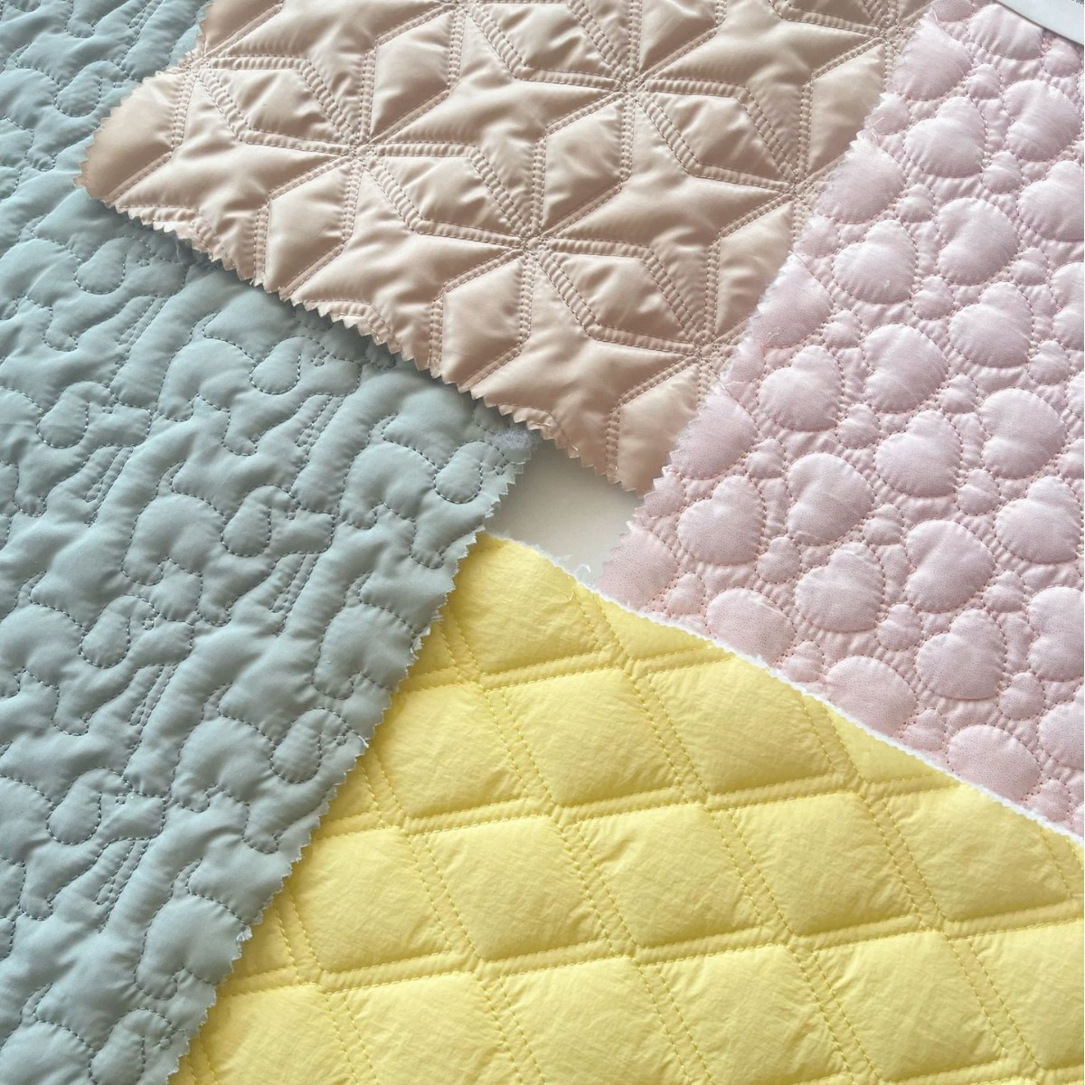 定制花型绗缝夹棉布绣花刺绣布设计师面料韩国面料包包服装布料