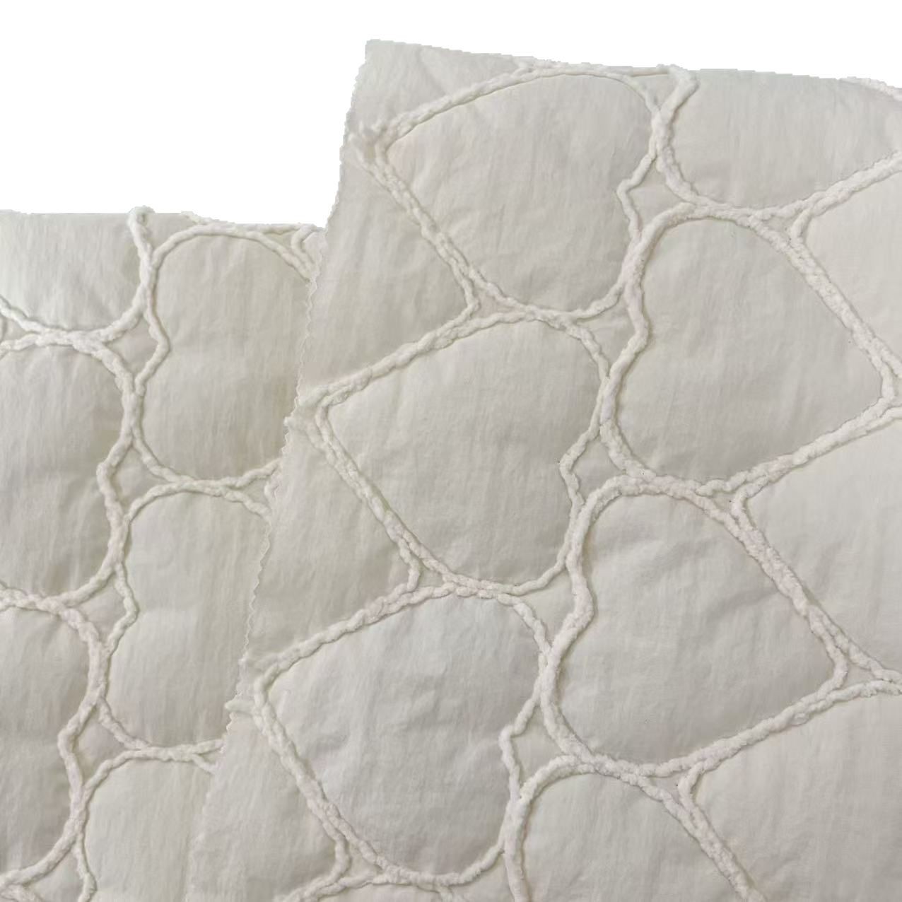 定制爱心绗棉绳绣粗线绣花布韩系ins风格面料云朵包服装家纺夹克