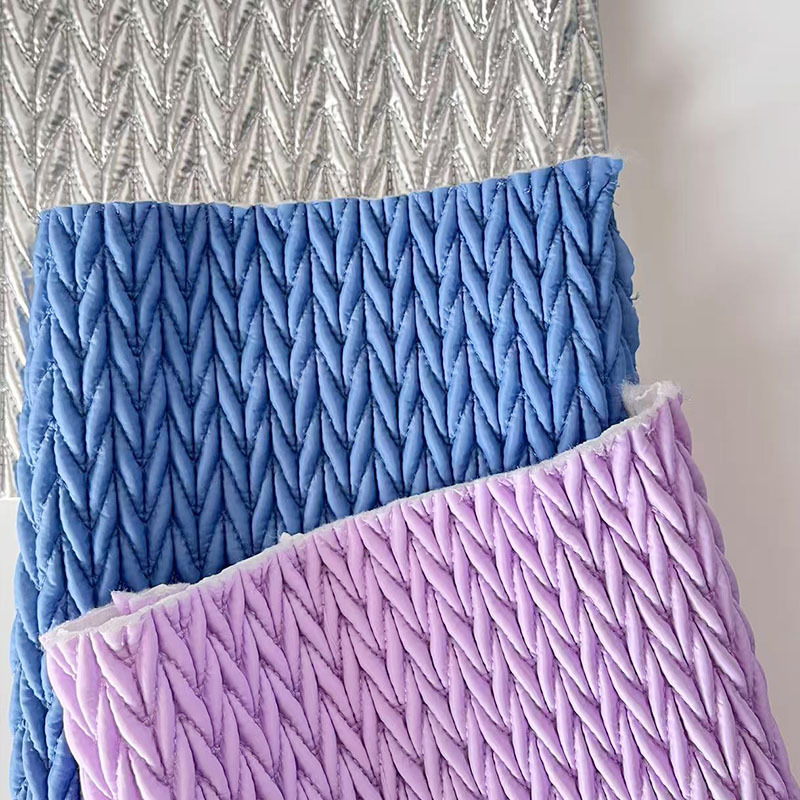 定做弹力绣 泡泡格涤纶布绗缝棉布料服装辅料鞋帽布夹棉绗缝加厂