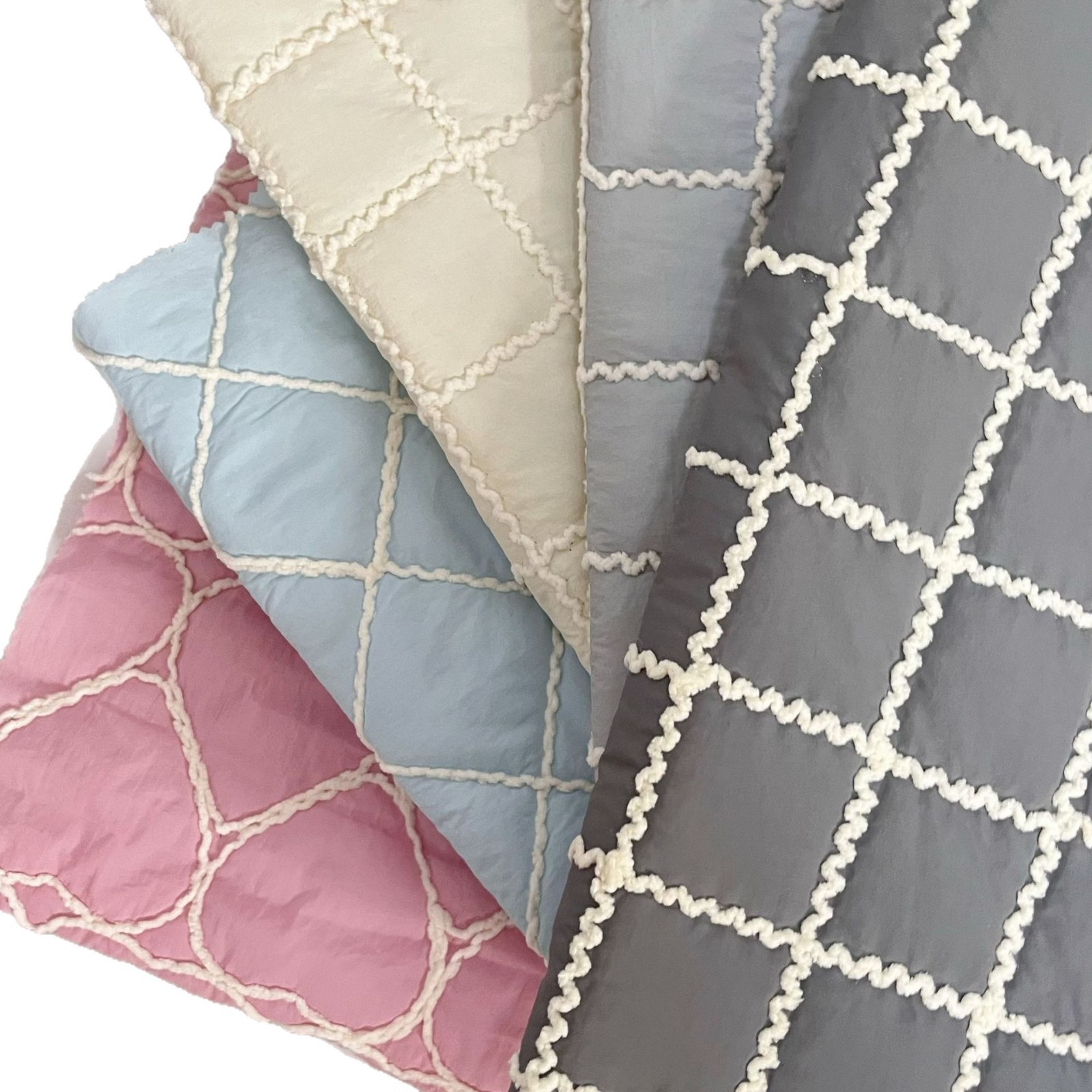 定制绳绣绗棉绗缝夹棉包面料衍缝棉布料服装童装家纺布料绗缝加工