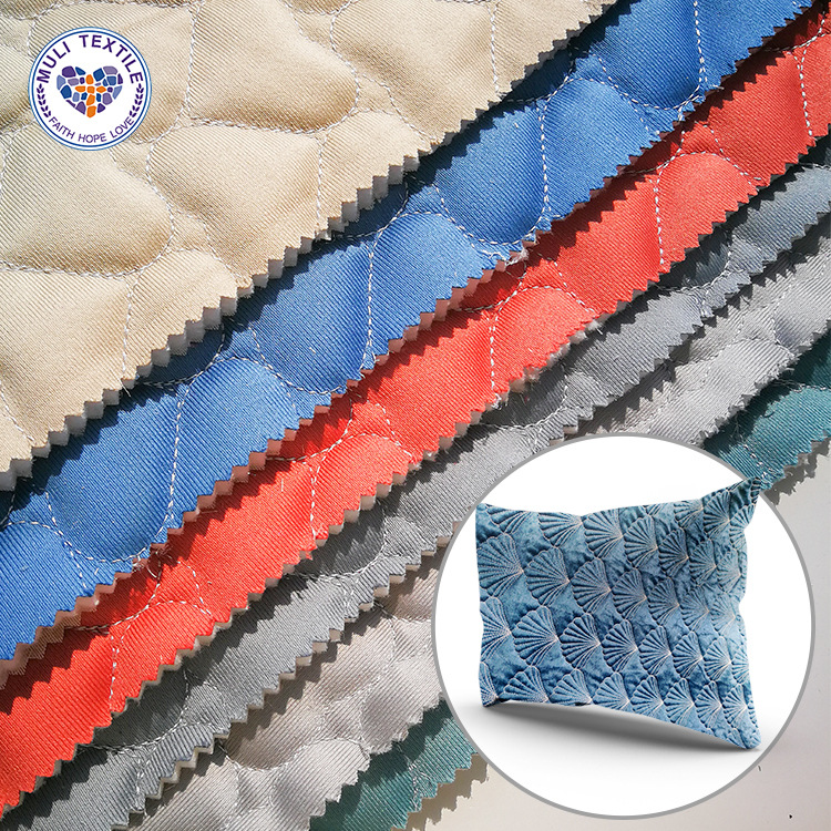 自有工厂 荷兰绒爱心花型 夹棉绗缝 沙发垫烤火罩 绗绣布料批发