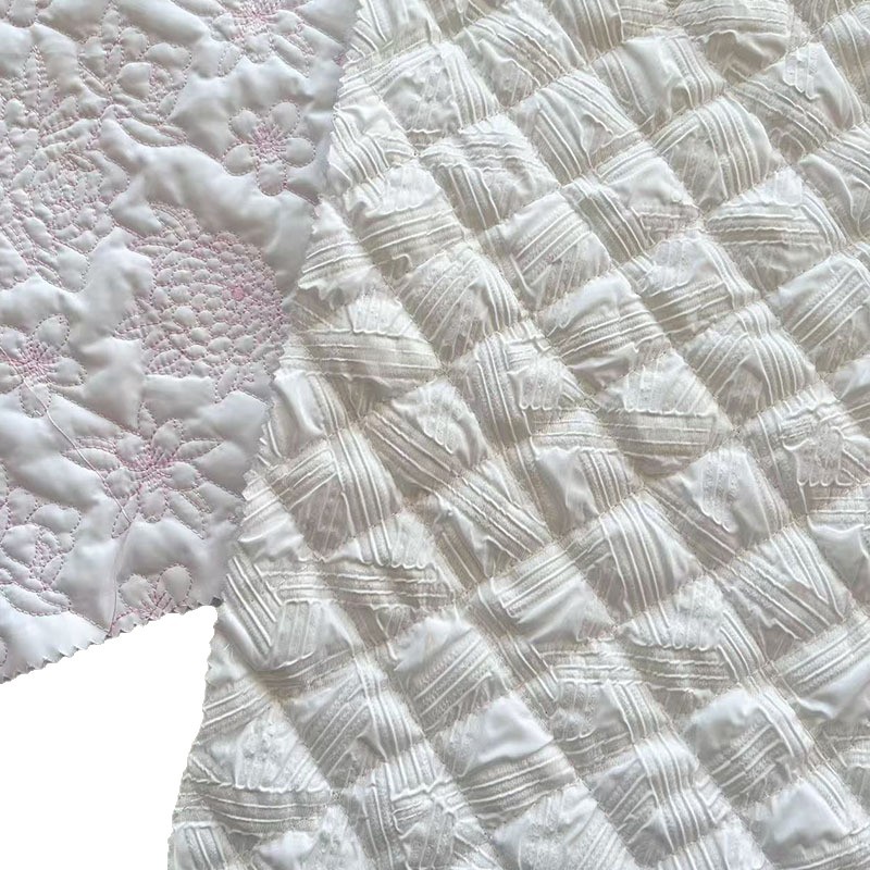 定制绗缝绣花布绗缝棉布料衍缝绗缝夹棉包面料云朵包服装童装家纺