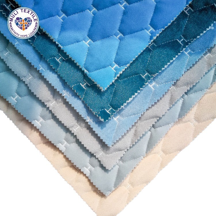 自有工厂 荷兰绒 绗缝夹棉 菱形H花型 重工面料 沙发垫布料批发