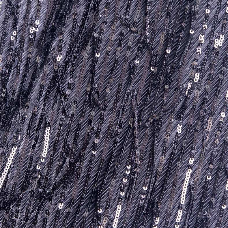 3毫米直条舞台礼服绣花布亮片面料童装布料流苏珠片布批发