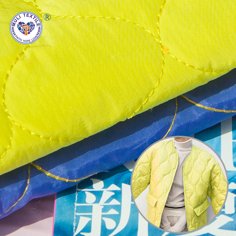 葫芦s曲线绗绣 童装羽绒服 夹棉绗缝面料超声波压花 刺绣面料