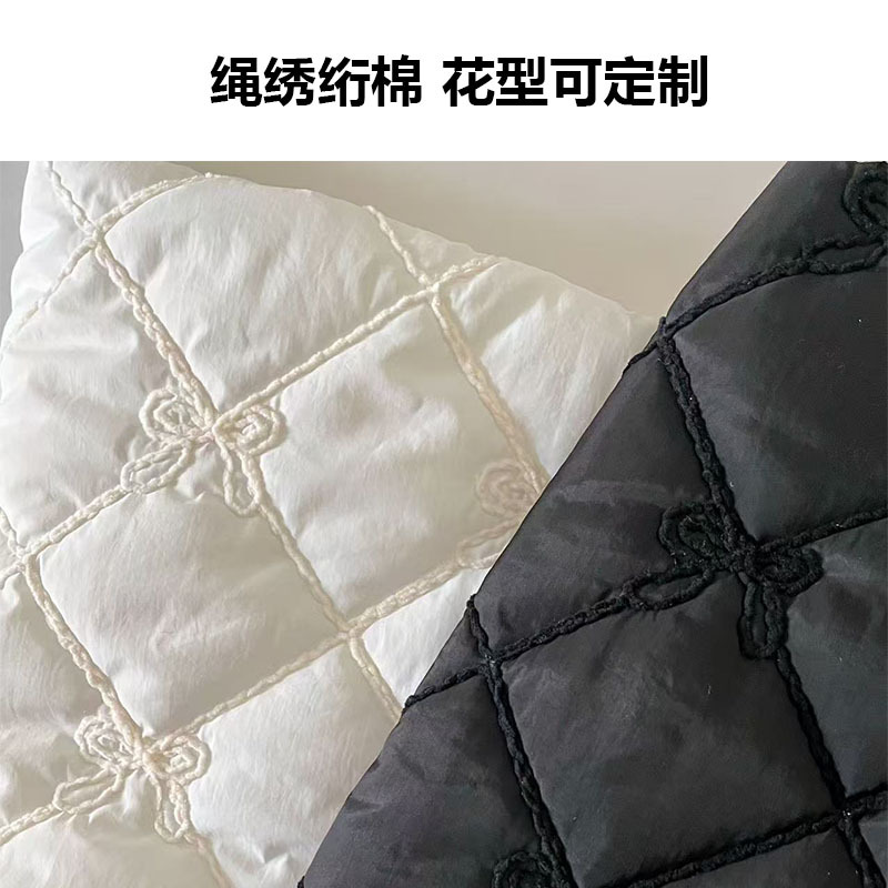 定制绗缝棉布料绳绣钩绣花布绗缝夹棉包面料棉服尼丝纺夹棉喷胶棉