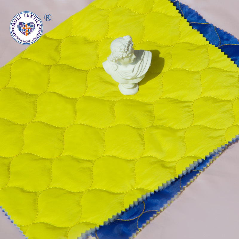 刺绣绣花夹棉羽绒服布料绗绣绗缝面料葫芦花厂家现货批发防寒