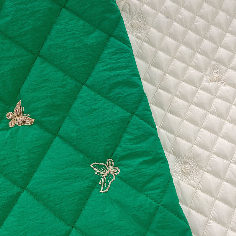 定制绗棉加毛巾绣刺绣夹棉衍缝包包棉服童装宠物用品面料绣花布