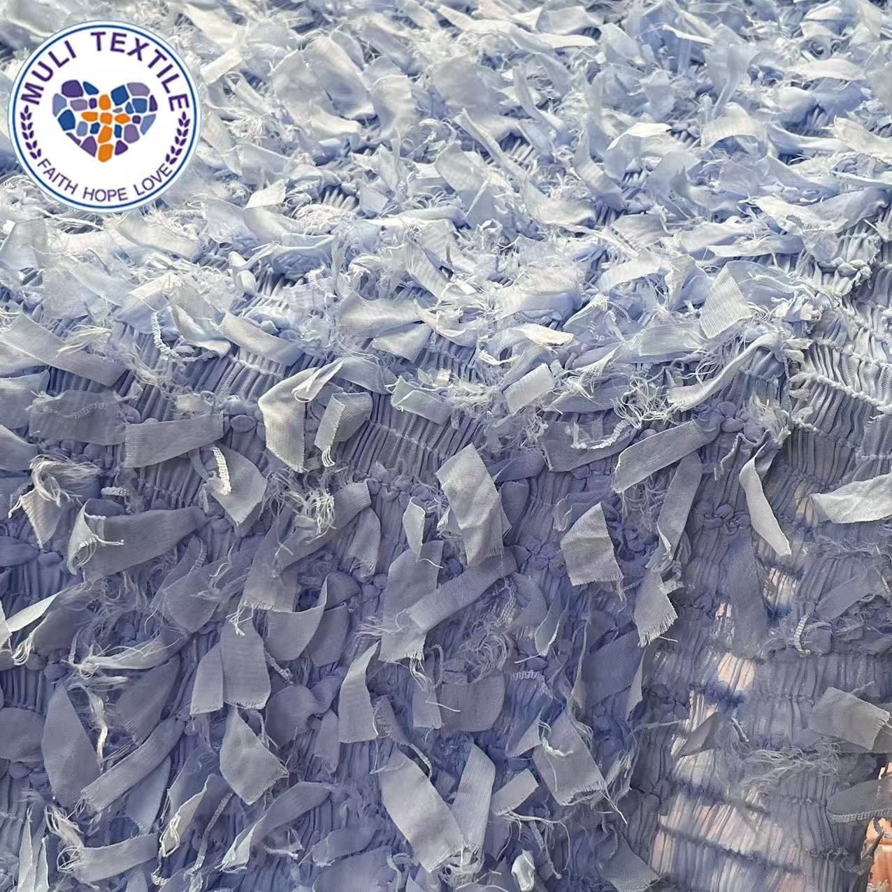 钩绣蕾丝碎片流苏绣花礼服裙子面料夏季连衣裙弹力打揽设计