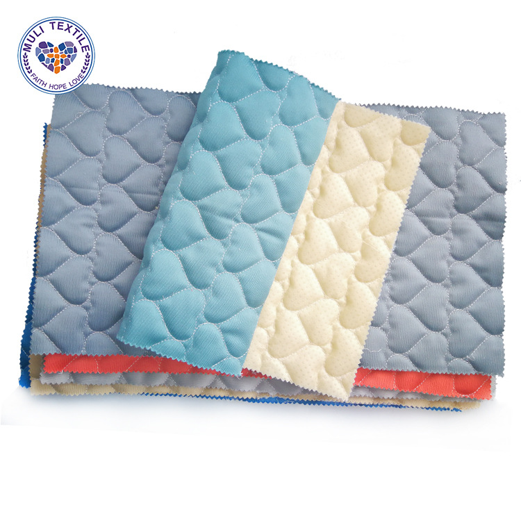 自有工厂 荷兰绒爱心花型 夹棉绗缝 沙发垫烤火罩 绗绣布料批发