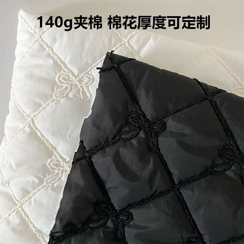 定制绗缝棉布料绳绣钩绣花布绗缝夹棉包面料棉服尼丝纺夹棉喷胶棉