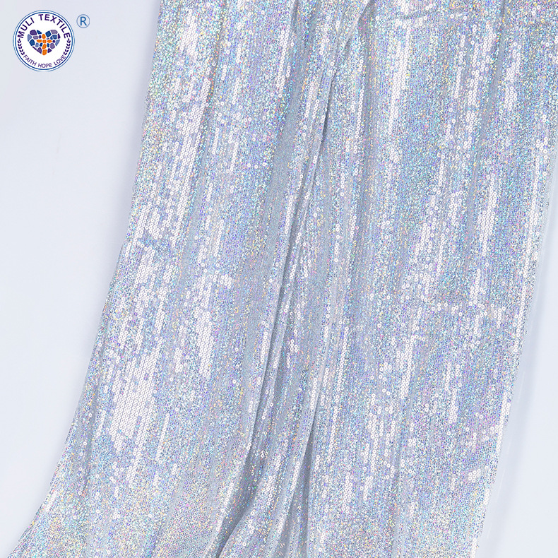 3毫米直条舞台礼服绣花布亮片面料童装布料流苏珠片布批发
