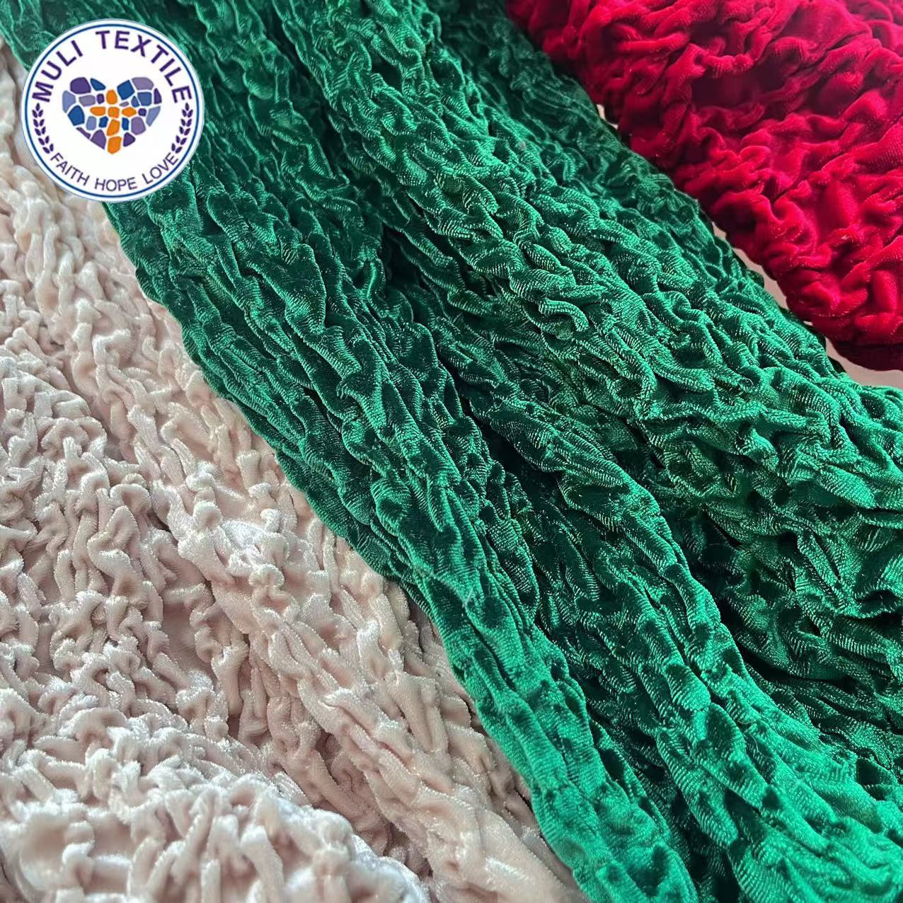 丝绒布单层布弹力绗缝工艺球装饰布舞台布置氛围春秋连衣裙面料