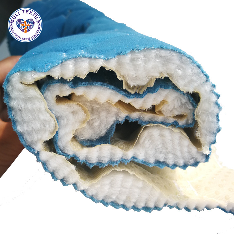 荷兰绒 菱形格花朵绗缝夹棉 防滑滴塑 榻榻米 绗绣沙发垫布料批发