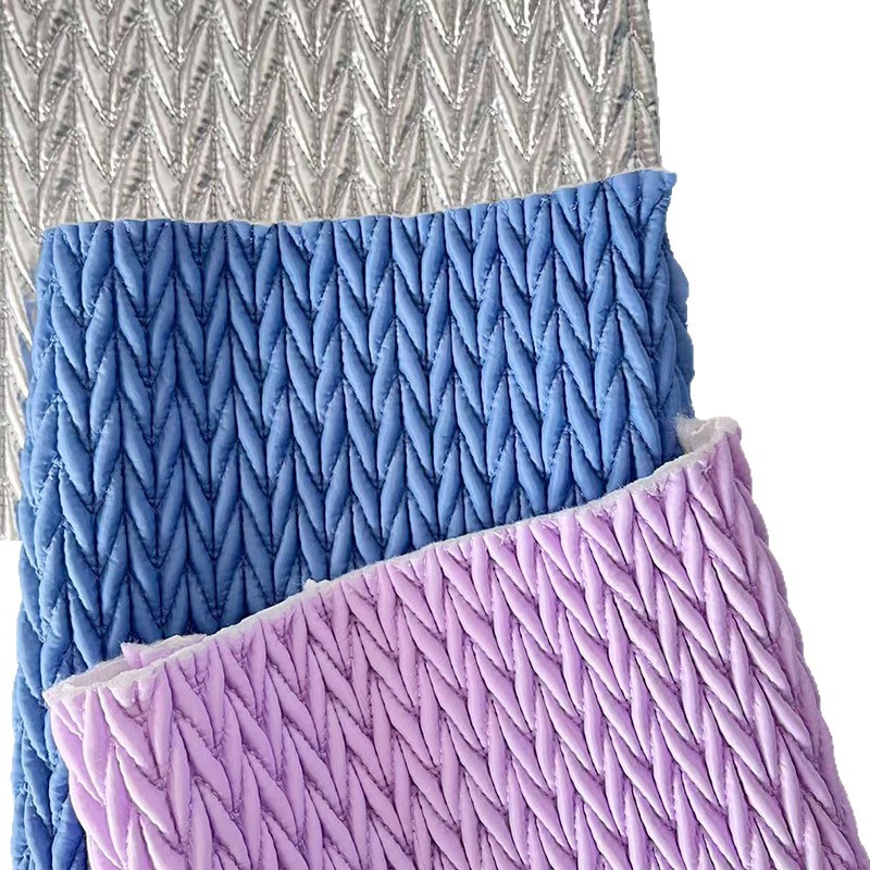 定做弹力绣 泡泡格涤纶布绗缝棉布料服装辅料鞋帽布夹棉绗缝加厂