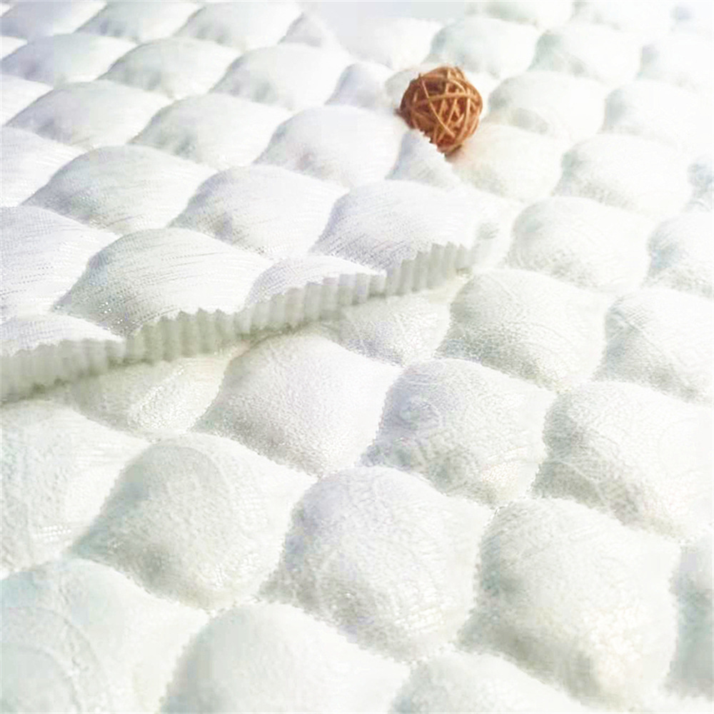 绒面烫金s曲线葫芦花绗绣绗棉面料 童装飘窗垫绗缝夹棉布料